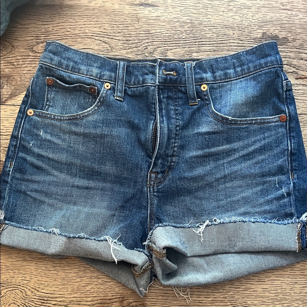 Madewell Denim Cutoff Shorts size 27 waist cuffed frayed hem